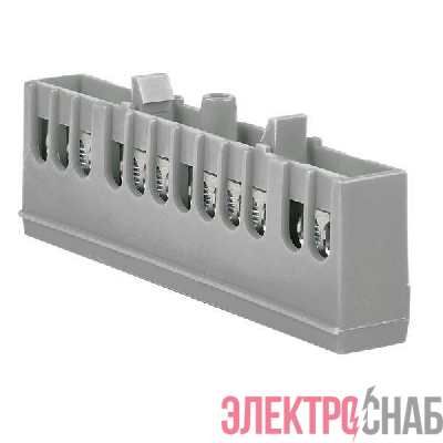 Шина L "фаза" 6х9 12 отверстий серый изолированный корпус на DIN-рейку латунь PROxima EKF sn0-63-12-is