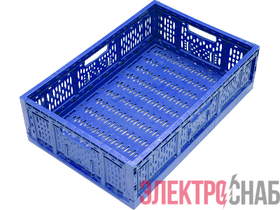 Ящик 600х400х170 перфорированный, складной  синий 6417 А 6417 А