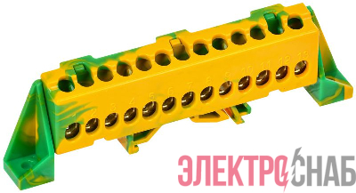 Шина PE &quot;земля&quot; в комб. изол. &quot;Стойка&quot; 6х9-13-ЖЗ TEKFOR IEK TF-NN10-13-DP-K52