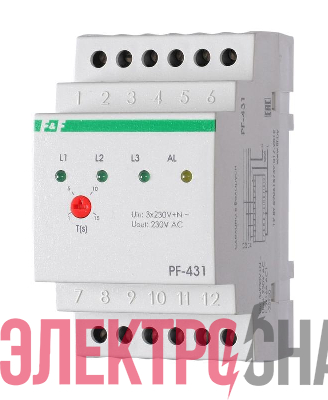 Переключатель фаз PF-431 (с приоритетной фазой; монтаж на DIN-рейке 35мм 3х400/230+N 3х16А IP20) F&F EA04.005.001