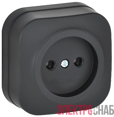 Розетка ОП GLORY РС20-2-ХЧм 10А без заземл. без защ. шторок черн. матов. IEK ERH10-K02M-10