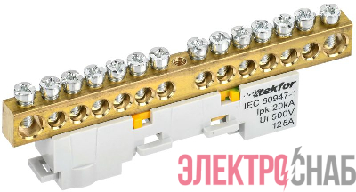 Шина PE "земля" неизол. на универс. держ. 8х12-14-Ж TEKFOR IEK TF-NN20-14-DL-K05