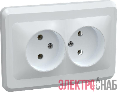 Розетка 2-м СП Вега РС12-2-ВБ без заземл. контакта без защ. штор 10А бел. GENERICA ERV20-K01-10-DM