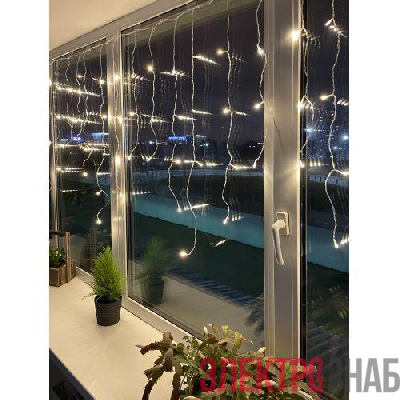 Гирлянда светодиодная "Бахрома" 2мх1м 62LED 24В IP44( без трансформатора Б0041911) тепл. свет ЭРА Б0041907
