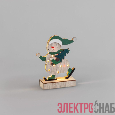 Фигура деревянная "Снеговик" 18см 5LED тепл. бел. 0.1Вт IP20 с подсветкой Neon-Night 504-017