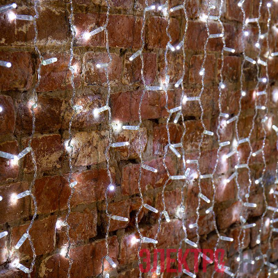 Гирлянда светодиодная "Светодиодный Дождь" 2х3м 600LED бел. 66Вт 230В IP65 постоян. свечение провод прозр. (нужен шнур питания 303-500-1) Neon-Night 235-155