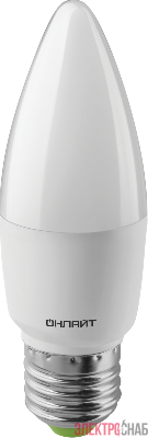 Лампа светодиодная 61 959 OLL-C37-10-230-2.7K-E27-FR 10Вт свеча 2700К тепл. бел. E27 1000лм 176-264В ОНЛАЙТ 61959