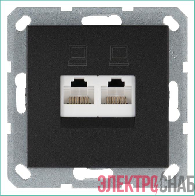 Розетка компьютерная 2-м RJ45 IP20 кат. 6 механизм антрацит Jasmart G6108B