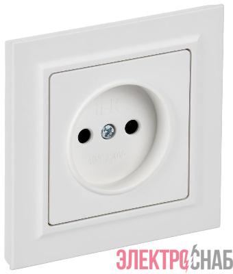 Розетка BRITE РСР10-1-0-БрАБ 10А в сборе без заземл. без защ. шторок арктич. бел. IEK BR-R10-10-K91-F