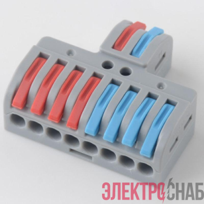Клемма СМК 3х4 проходная разветвительная 3 полюса с монтажной площадкой (1 ввод 4 вывода на полюс) Rexant 07-5231