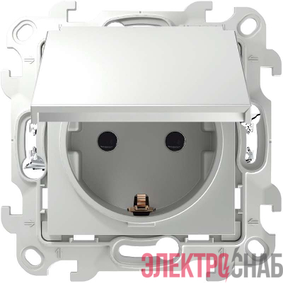 Розетка 1-м СП Simon 24 16А IP44 2P+E Push&Go механизм бел. Simon 2420448-030