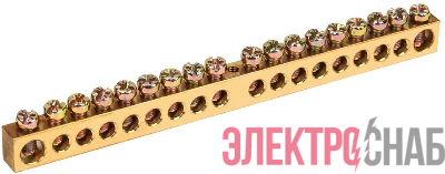 Шина PEN "земля-ноль" 8х12мм 18/1 (18групп/крепеж по центру) IEK YNN20-18-100