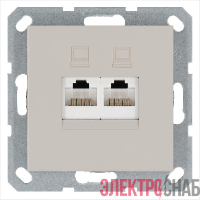 Розетка компьютерная 2-м RJ45 IP20 кат. 5E механизм тауп Jasmart G6106T