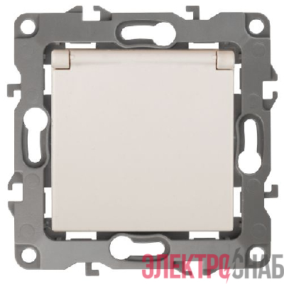 Розетка 1-м СП Эра12 12-2103-02 16А IP20 16AX 250В 2P+E Schuko защ. шторки с крышкой механизм сл. кость Эра Б0014694