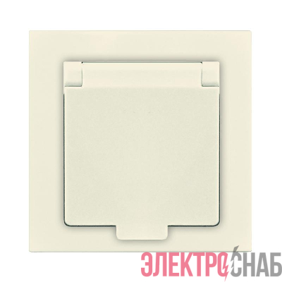 Розетка 1-м СП Афина 16А IP20 с заземл. с крышкой в сборе сл. кость (ivory) Universal A0029-I