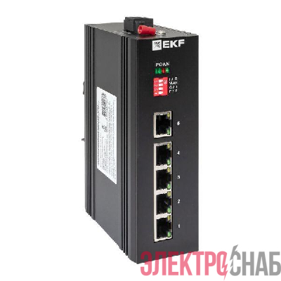 Коммутатор неуправляемый промышленный U-5GT 5 портов 10/100/1000Base-T(X) RJ45 монтаж на DIN-рейку TSX EKF TSX-U-5GT