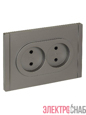 Розетка 2-м СП FORTE&PIANO FP525 10А без заземл. защ. шторки безвинт. крепл. сталь IEK FP-R23-10-1-K46