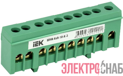 Шина PE "земля" в корп. изол. на DIN-рейку ШНИ-6х9-10-К-З IEK YNN10-69-10KD-K06