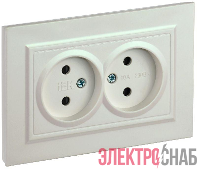 Розетка 2-м СП BRITE РСш12-2-БрЖ 10А в сборе без заземл. защ. шторки жемчуж. IEK BR-R23-10-K36-F