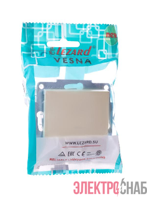 Выключатель 1-кл. 1п СП Vesna 10А IP20 с индикацией механизм крем. LEZARD 742-0388-111
