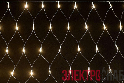 Гирлянда "Сеть" 1.5х1.5м 160LED тепл. бел. IP20 провод прозр. 230В с контроллером 8 режимов IEK LGDB410-1-160-L1-T-S-44