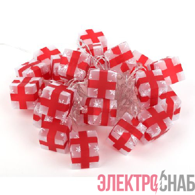 Гирлянда светодиодная "Нить Подарки" 3м 20LED 8 режимов 220В IP20 хол. свет ЭРА Б0041895