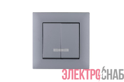 Выключатель 2-клав. с подсветкой Karea RIZZ STAR сер. Makel 88065023