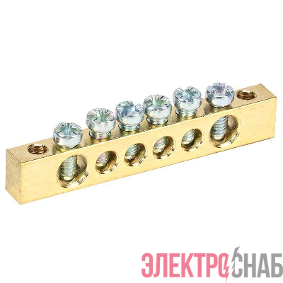 Шина PEN "земля-ноль" 6х9мм 6/2 (6 групп/крепеж по краям) Rexant 11-2365