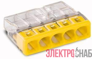 Клемма 5-и проводная 5х(0.5-2.5мм) для распред. коробки (без пасты) WAGO 2273-205
