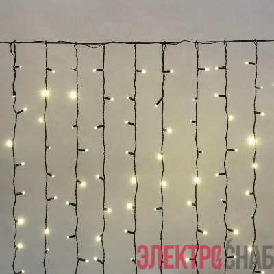Гирлянда светодиодная "Светодиодный Дождь" 2х1.5м 360LED тепл. бел. 23Вт 230В IP65 постоян. свечение провод черн. (нужен шнур питания 303-500) Neon-Night 235-126
