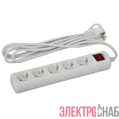 Удлинитель 5х3м с заземл. 16А IP20 U-5es-3m-3х1 ПВС 3х1 с выкл. Эра Б0028382
