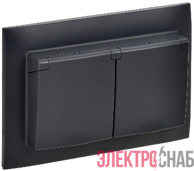 Розетка 2-м SKANDY 16А IP44 с крышкой в сборе SK-R12Bl черн. IEK SK-R26-16-44-K02-F