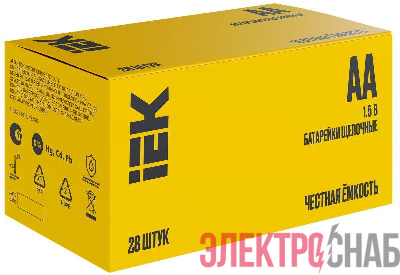 Элемент питания алкалиновый AA/LR6 Alkaline бокс (уп.28шт) IEK ABT-LR06-OP-B28