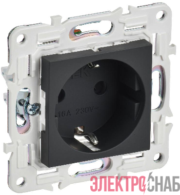 Розетка SKANDY 16А с заземл. защ. шторки SK-R04G графит IEK SK-R14-16-K53