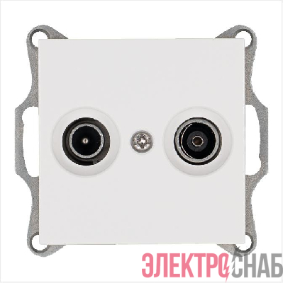 Розетка телевизионная оконечная TV + FM 2-м Ф9.5мм механизм бел. глянцевый Jasmart G6204W