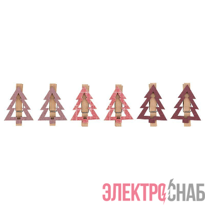 Прищепка деревянная "Елочки" 14.5х4.5х1.6см IP20 роз. (уп.6шт) Neon-Night 504-032
