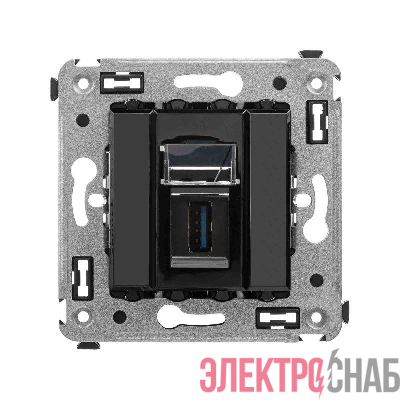 Розетка USB 3.0 1-м СП Avanti "Черный квадрат" тип А-А DKC 4402303