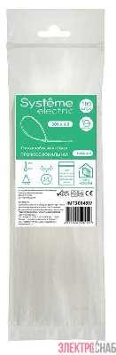 Стяжка кабельная 300х4.8 бел. (уп.100шт) SE IMT30048W