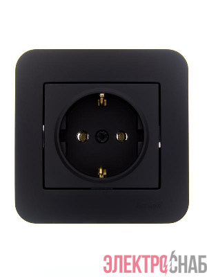 Розетка 1-м СП ASTI 16А IP20 с заземл. термопласт в сборе черн. бархат. LEZARD 7081-4242-122B