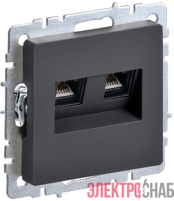 Розетка компьютерная 2-м СП BRITE RJ45 кат.5E РК10-2-БрГ механизм графит IEK BR-K20-1-K53