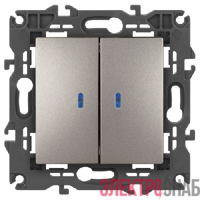 Выключатель 2-кл. Elegance 14-1105-16 250В 10АХ с подсветкой титан Эра Б0065789