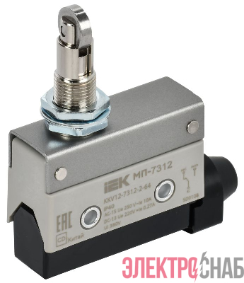 Микропереключатель концевой МП-7312 верт. толк. с наж. рол. рез. IP40 IEK KKV12-7312-2-64