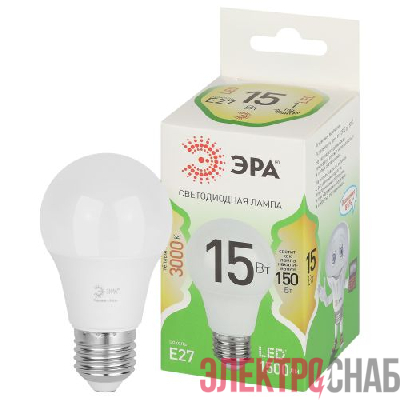 Лампа светодиодная GREEN LINE A60-15W-830-E27 GL 15Вт груша 3000К свет тепл. E27 Эра Б0067112