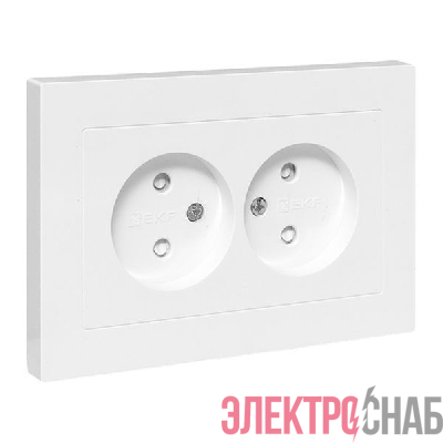Розетка 2-м СП Эпика 16А без заземл. защ. шторки с рамкой механизм бел. EKF UP1-SOW-201