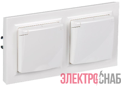 Розетка с крышкой Brite 16А IP44 РСбш10-3-44-БрБ механизм бел. в сб 2шт IEK BR-R16-16-44-2-K01-F-PRO