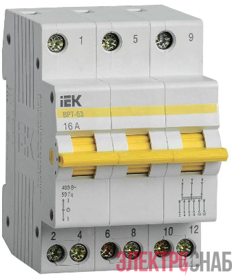 Выключатель-разъединитель трехпозиционный 3п ВРТ-63 16А IEK MPR10-3-016