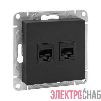 Розетка компьютерная 2-м СП Эпика RJ45 кат.5 механизм черн. EKF UP1-SOB-2RJ45-5