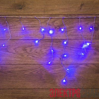 Гирлянда светодиодная "Айсикл" (бахрома) 1.8х0.5м 48LED син. 4.1Вт 230В IP20 провод прозр. Neon-Night 255-013