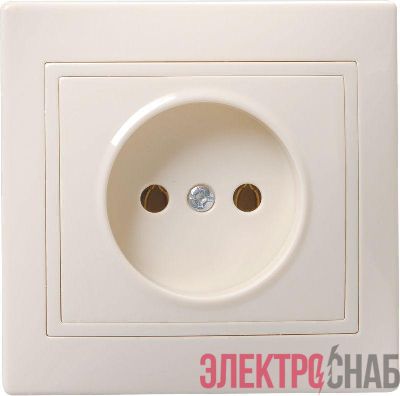 Розетка 1-м СП Кварта РС10-2-Км 10А IP20 без заземл. без защ. шторок керамика крем. IEK ERK10-K33-10-K