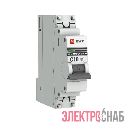 Выключатель автоматический модульный 1п C 10А 6кА ВА 47-63M электромагнит. расцеп. PROxima EKF mcb4763m-6-1-10C-pro